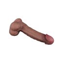 LoveToy - Dual Layered Silicone Dildo 22.5 cm (Ø 4.2 cm) - Brown