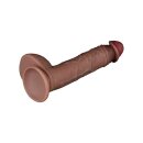 LoveToy - Dual Layered Silicone Dildo 23.5 cm (Ø 4.3 cm) - Brown