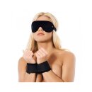 Rimba Soft Bondage-Set mit Handfesseln und Augenmaske Schwarz Verstellbar