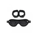 Rimba Soft Bondage-Set mit Handfesseln und Augenmaske Schwarz Verstellbar