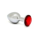 Rimba Analplug mit Kristall Silber Rot Ø 3 cm