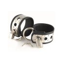 Rimba Leather Hand Cuffs with Padlock Silver Black