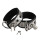 Rimba Leather Ankle Cuffs with Padlock Silver Black