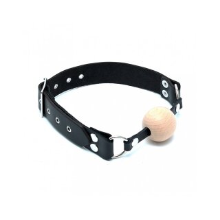 Rimba ball gag with wooden ball black Ø 4 cm