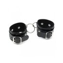 Rimba Leather Handcuffs with Ring Black