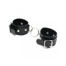 Rimba Leather Handcuffs with Ring Black