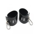 Rimba Leather Handcuffs with Carabiner Hook Black
