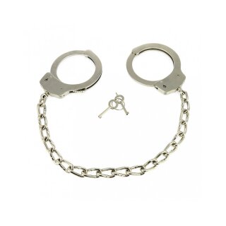 Rimba Police Leg Cuffs with Chain Metal Silver
