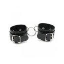 Rimba Leather Ankle Cuffs with Ring Black