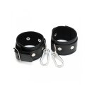 Rimba Leather Ankle Cuffs with Carabiner Hook Black