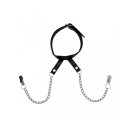 Rimba Halsband mit Brustklammern an Ketten Silber, Schwarz