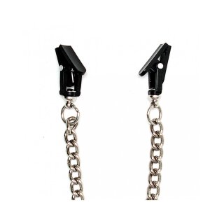 Rimba Brustklammern mit Kette Silber Schwarz 2 Stück