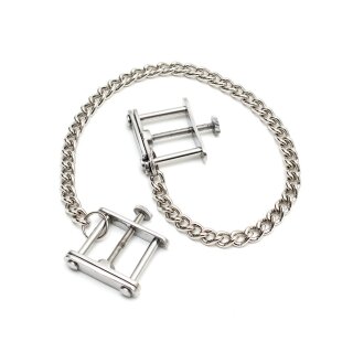 Rimba Verstellbare Nippelklemmen mit Kette Silber 2 Stück