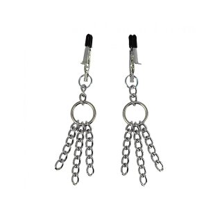 Rimba Nippelklemmen mit Metallketten Silber 2 Stück