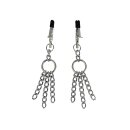 Rimba Nippelklemmen mit Metallketten Silber 2 Stück