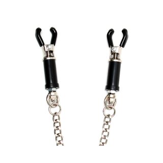 Rimba Nipple Clamps with Chain Silver Black 2 Pieces