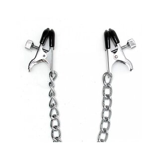 Rimba Verstellbare Nippelklemmen mit Kette Silber 2 Stück