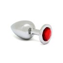 Rimba Analplug mit Kristall Silber Rot Ø 4 cm