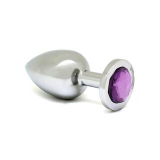 Rimba Anal Plug with Crystal Silver Purple Ø 4 cm