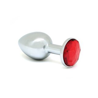 Rimba Analplug mit Kristall Silber Rot Ø 2,4 cm