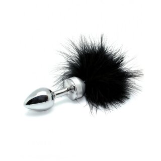 Rimba Anal Plug with Feather Silver Black Ø 3 cm