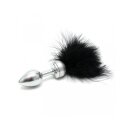 Rimba Anal Plug with Feather Silver Black Ø 3 cm