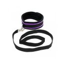 Rimba Weiches Halsband mit Leine Lila Schwarz