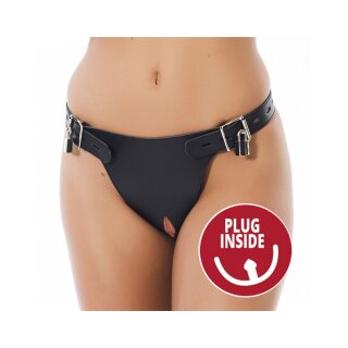 Rimba Chastity Belt with Locks and Plug Black S-M