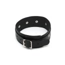 Rimba Leder Halsfessel mit D-Ring Schwarz 48 - 58 cm