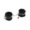 Rimba Padded Handcuffs with Padlock and Fur Black