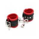 Rimba Padded Ankle Cuffs with Locks Black Red