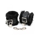 Rimba Padded Ankle Cuffs with Fur and Locks Black