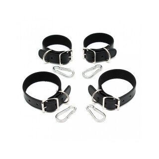 Rimba 4-Piece Hand and Ankle Cuff Set Black Silver
