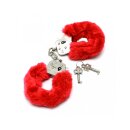 Rimba Police Handcuffs with Fur Red Silver