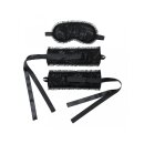 Rimba Satin Look Handcuffs with Mask Black