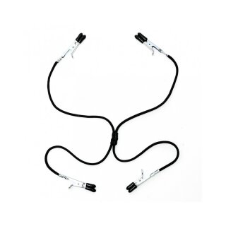 Rimba Nippel- und Schamlippenklemmen mit Gummizug Schwarz Silber