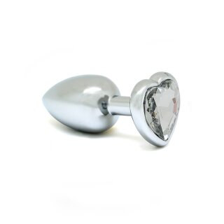 Rimba Anal Plug with Heart-Shaped Base Silver Ø 3 cm