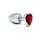 Rimba Anal Plug with Heart-Shaped Base Silver Red Ø 3 cm