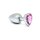 Rimba Anal Plug with Heart-Shaped Base Silver Pink Ø 3 cm