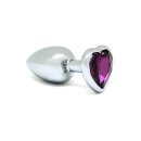 Rimba Anal Plug with Heart-Shaped Base Silver Purple Ø 3 cm