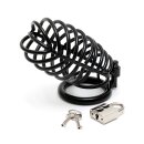 Rimba metal chastity cage with lock black 12 cm