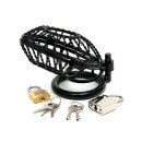 Rimba metal chastity cage with lock black Ø 4.5 cm - 5 cm