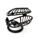 Rimba metal chastity cage with lock black Ø 4.5 cm - 5 cm