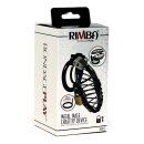 Rimba metal chastity cage with lock black Ø 4.5 cm - 5 cm