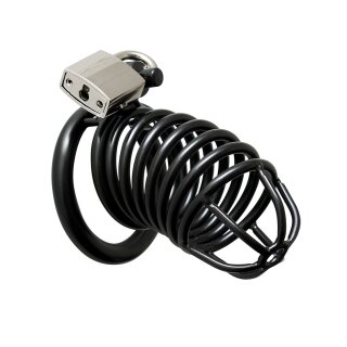 Rimba Keuschheitskäfig aus Metall mit Schloss Schwarz Ø 4,5 cm - 5 cm