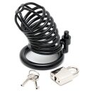 Rimba Keuschheitskäfig aus Metall mit Schloss Schwarz Ø 4,5 cm - 5 cm