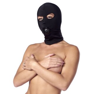 Rimba Elastische Kopfmaske mit Ball Gag Schwarz Ø 4,5 cm