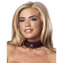 Rimba Satin Look Collar with O-Ring Red Black One Size