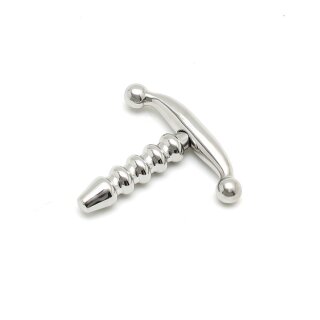 Rimba Ribbed Urethral Plug Silver 9 mm