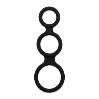 Rimba Latex Play - Triple Cock Ring - Black